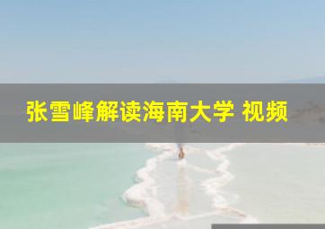 张雪峰解读海南大学 视频